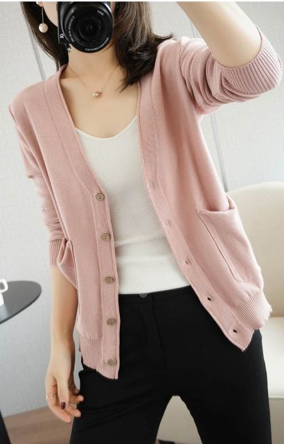 種類6：ピンク/2XL Vネック カーディガン トップス ショート丈 袖あり 長袖 襟なし リブ 前開き リブニット 編み込み 綿 薄手 コットン かわいい 大人可愛い きれいめ シンプル カジュアル 大人 上品 おしゃれ 大人女子 ラブリー モード系 モダン