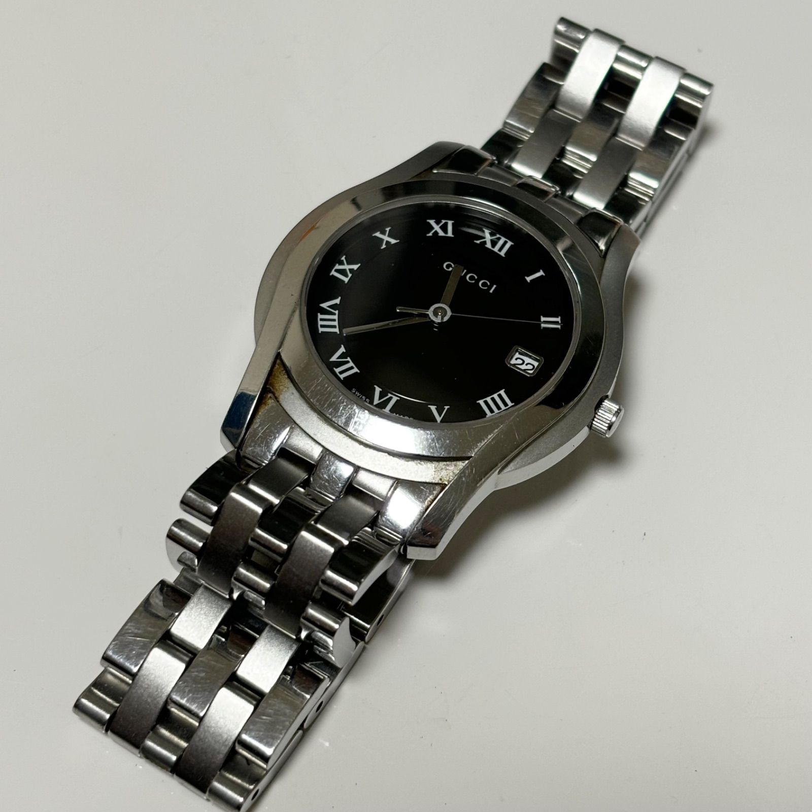 送料無料】GUCCI/グッチ/5500M/ラウンドフェイス/クォーツ腕時計 