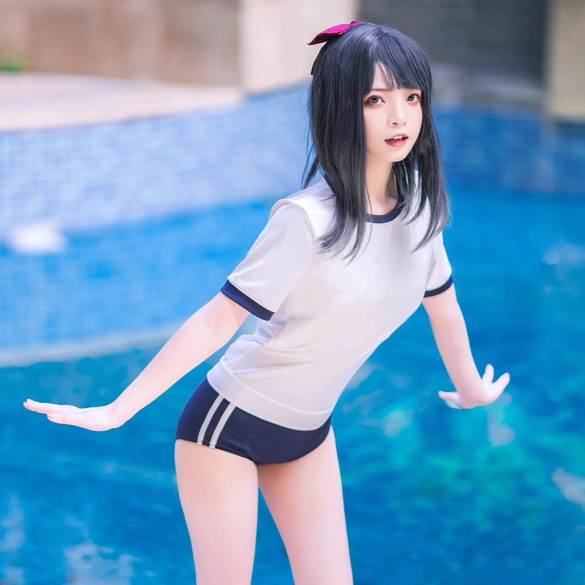 品質のいい 紺 女子 紐 ブルマ体操服コスプレ コスチューム・コスプレ