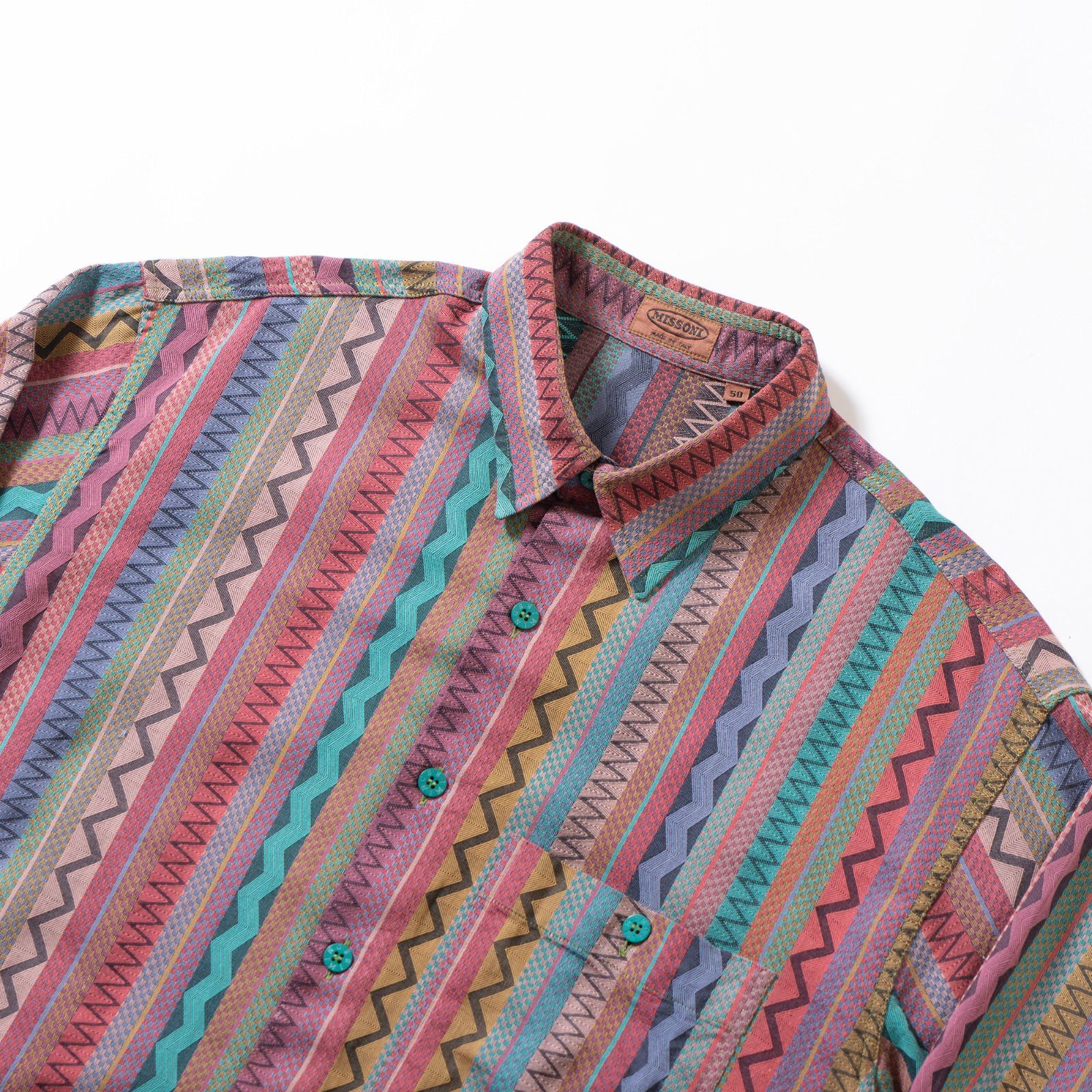 MISSONI ミッソーニ  長袖ニット  サイズ:M  マルチカラー レーヨン100％ レディース 総柄 トップス イタリア製 MISSONI ミッソーニ 長袖カーディガン 良好 サイズ:42 レッド