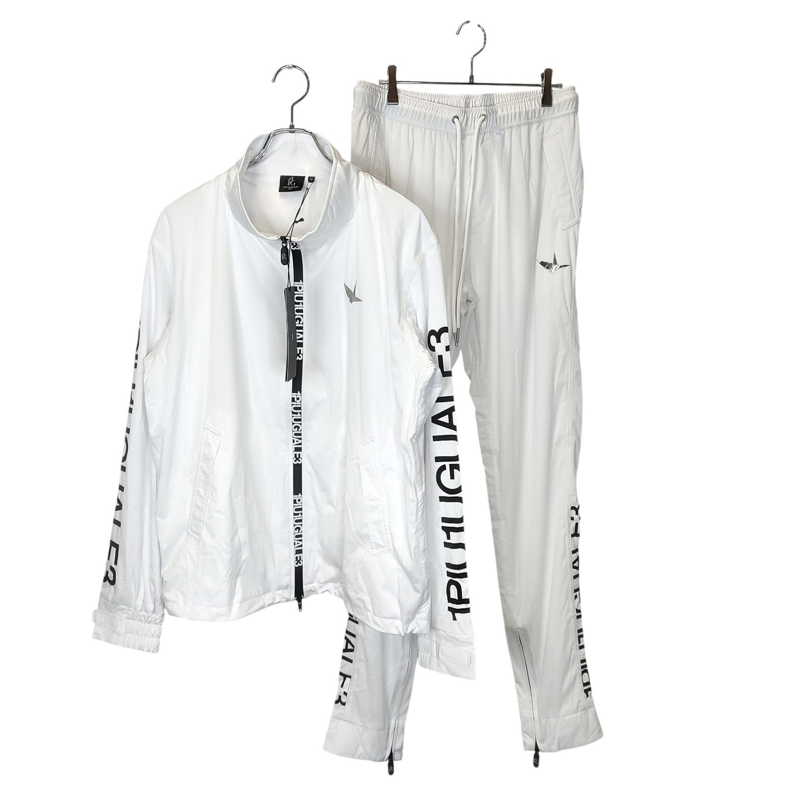 1PIU1UGUALE3 GOLF ウノピゥウノウグァーレトレ ゴルフ RAIN JERSEY SET UP レイン セットアップ GRB079 POE397 JKT 6 XL PT 5 L ホワイト メンズ