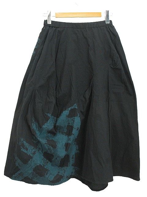 ジウ 慈雨 センソユニコ 変形 ロング スカート ジャガード 40 ブラック