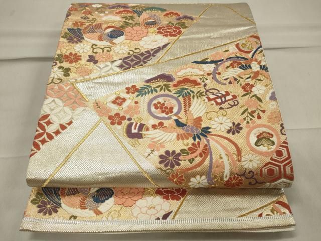 平和屋着物◎六通柄袋帯 唐織 鳳凰道長有職文 金銀糸 正絹