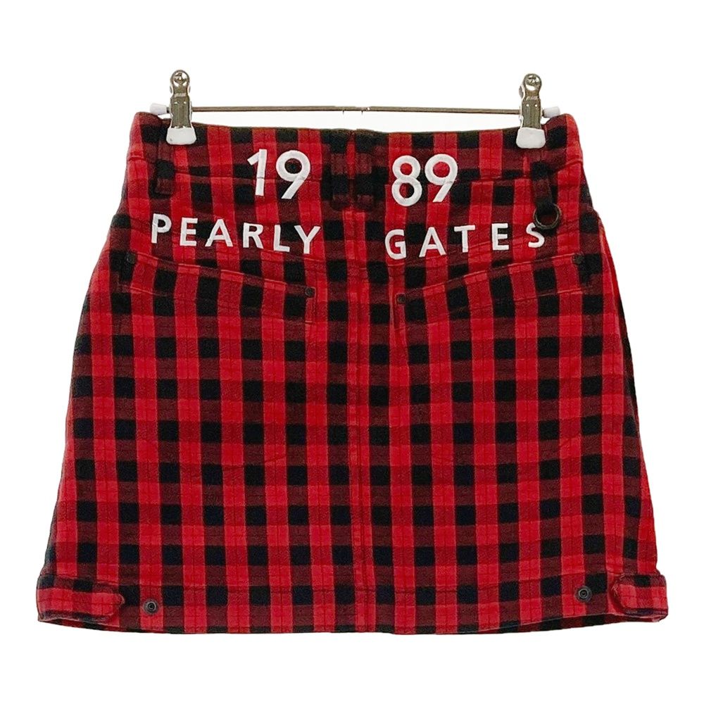 サイズ 00 PEARLY GATES パーリーゲイツ 055-1234004 ストレッチスカート チェック柄 レッド系 240101528513 ゴルフウェア レディース ストスト