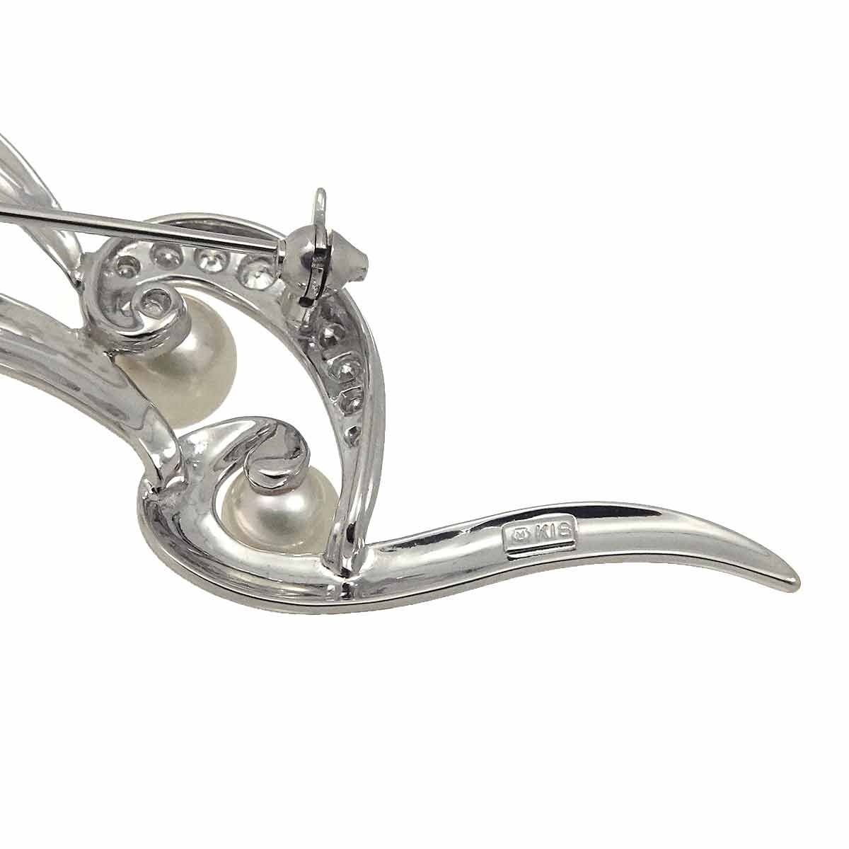 ミキモト MIKIMOTO アコヤ真珠 7.0-5.6mm ダイヤ ブローチ K18 WG ホワイトゴールド 750 パール Akoya Pearl Brooch 90293201 FORTGASGNV_COM_BR