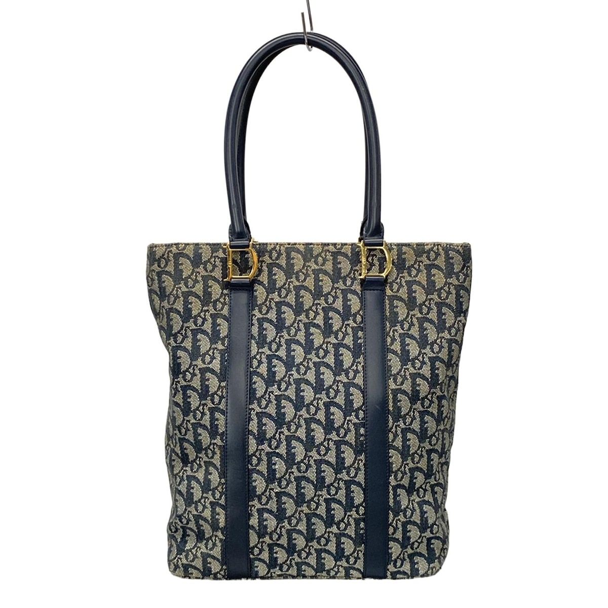 DIOR|ChristianDior ディオール|クリスチャンディオール トートバッグ トロッター ネイビー×アイボリー レザー