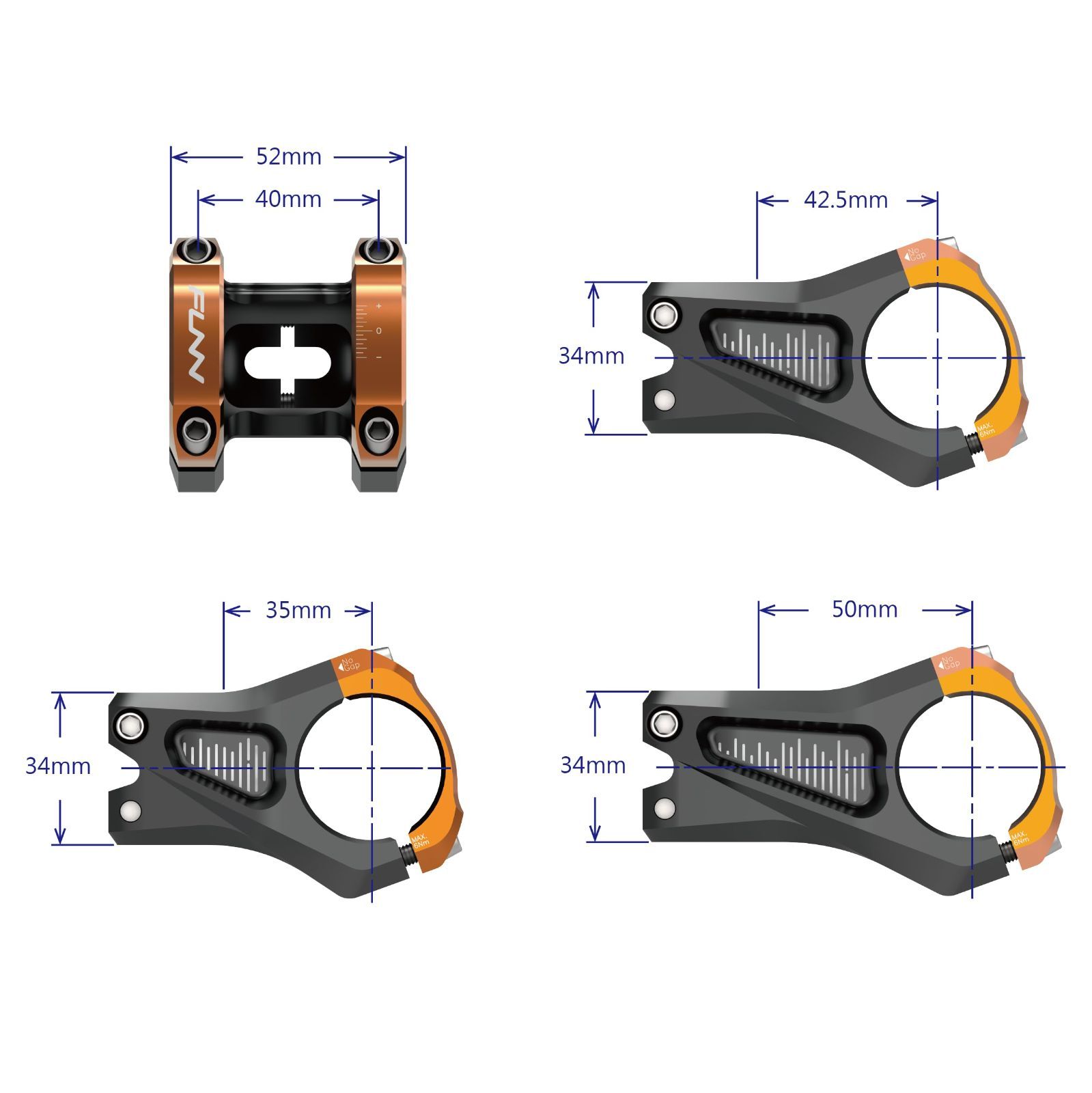マウンテンバイクとBMXバイク用の0度アルミ自転車ステム