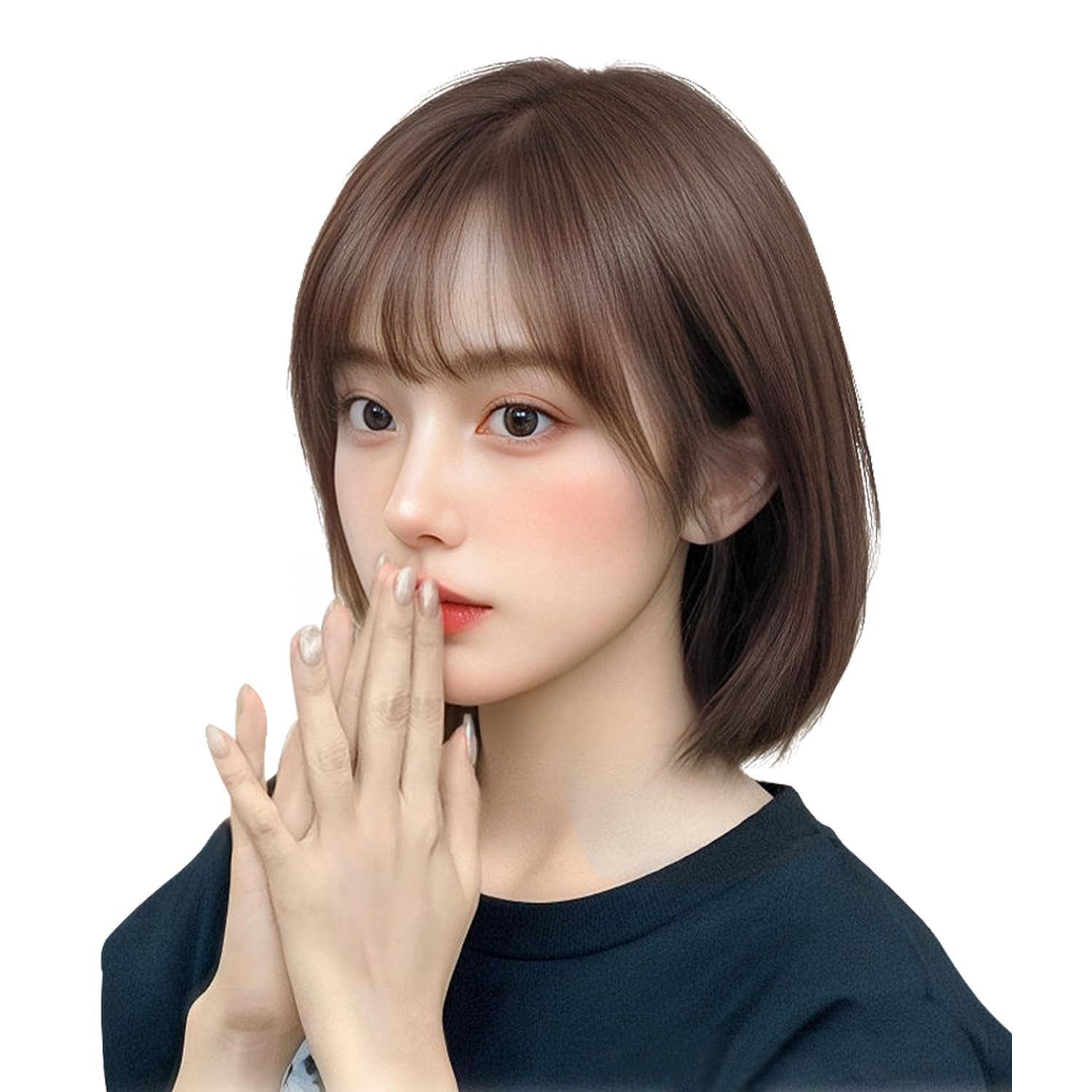 特価　ウィッグネット付 wig 耐熱 女装 女性 レディース 普段使い (チョコレート・ブラウン) 小顔 自然 茶 かつら フルウィッグ ストレート ショート 金髪 黒 ボブ ウィッグ Sofeiyan
