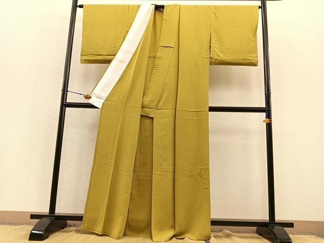 平和屋着物▽上質な色無地　単衣　芥子色　正絹　逸品　BAAS8278hv 平和屋着物▽上質な色無地 単衣 芥子色 正絹 逸品 BAAS8278hv 平和