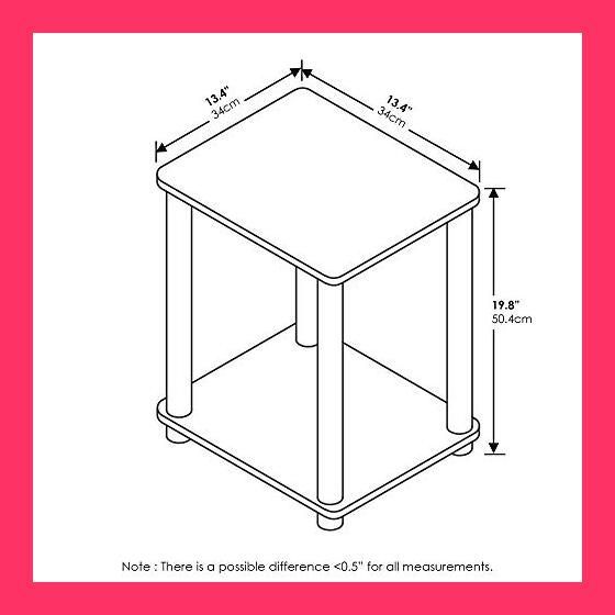 【スタッフおすすめ！】フリノ (Furinno) サイドテーブル エンドテーブル ダークチェリー/ブラック 2台セット 幅34*奥行34*高さ50cm 【日本正規輸入品】