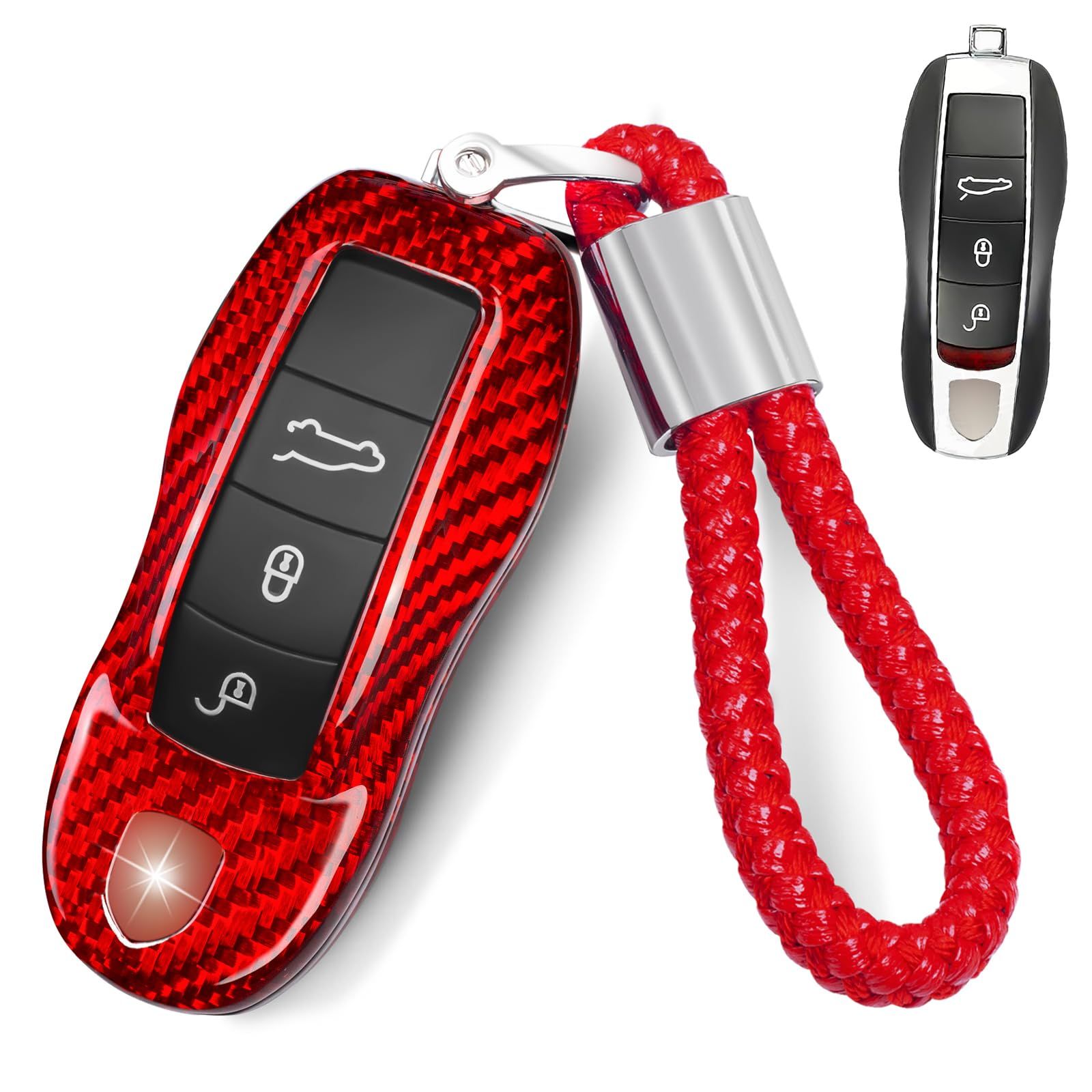 T-carbon] リアルグラスファイバー製キーフォブカバー ポルシェ用 キー