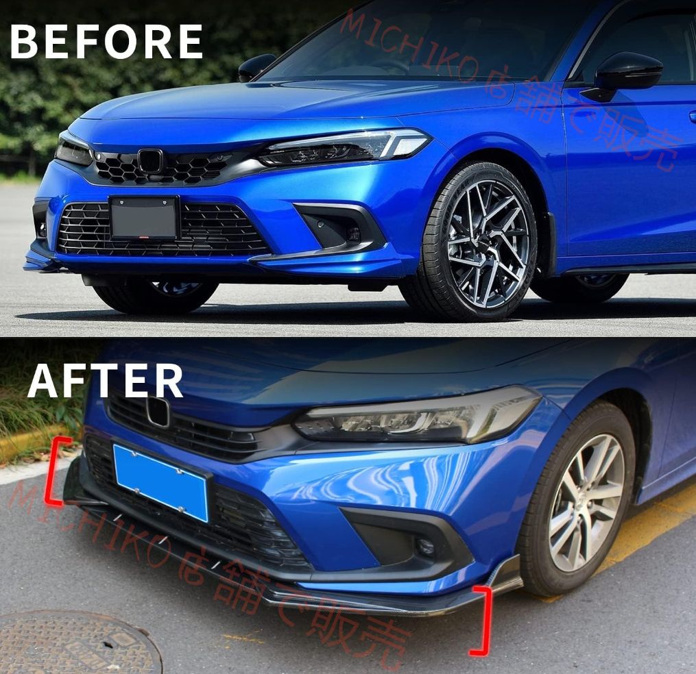 シビック FL1 FL4 前期型 フロント リップスポイラー エアロ パーツ カスタム 外装パーツ 傷防止 ABS製 3点セット シビック FL1 FL4 2021年