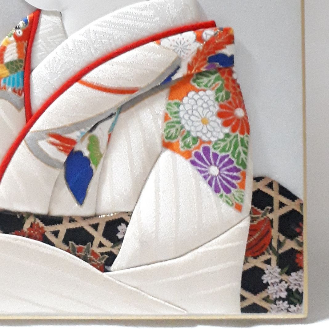 色紙アート 日本美人 押し絵 着物 和装 茶道 インテリア 押絵 一服献上