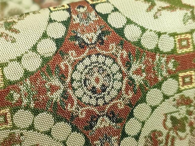 平和屋着物□極上 龍村美術織物 九寸開き名古屋帯 獅子狩文錦 逸品  