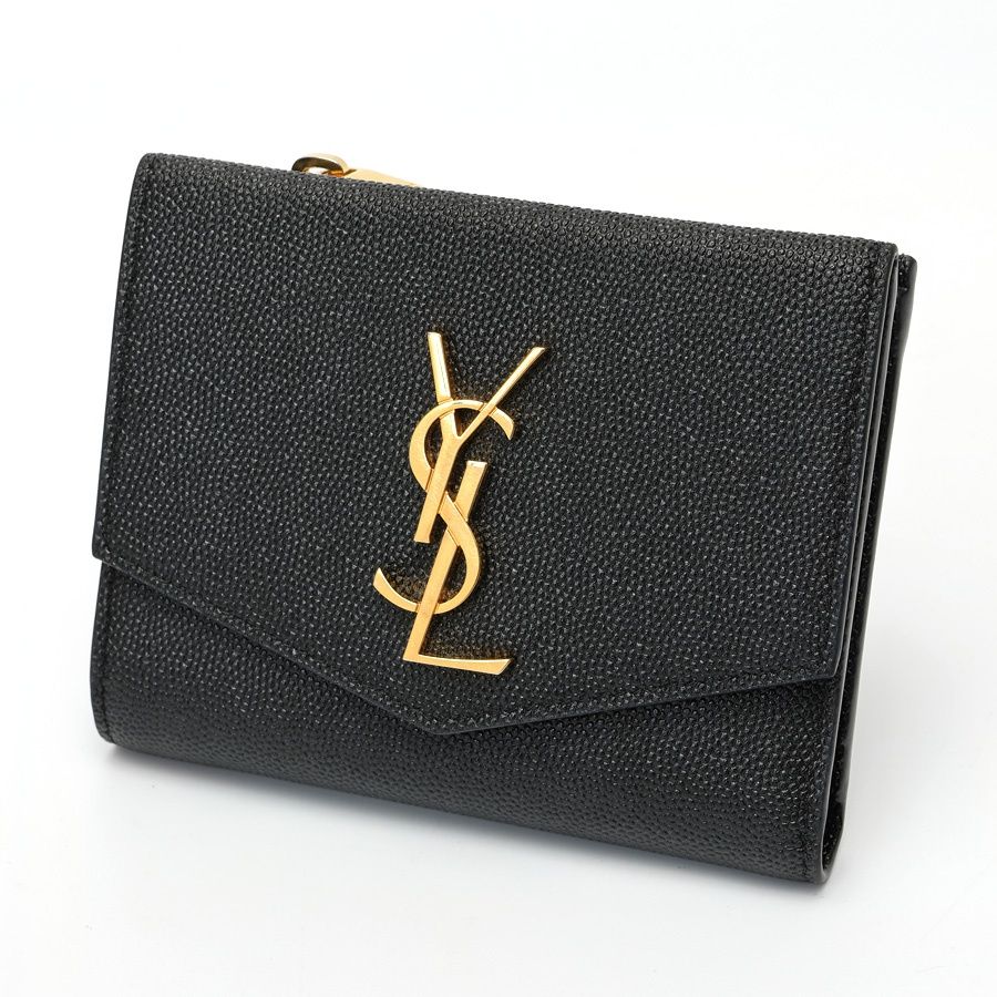 サンローラン | SAINT LAURENT アップタウン コンパクトウォレット | 二つ折り財布 582296 グレイン ド プードル エンボスレザー ブラック 商品番号 S-159268