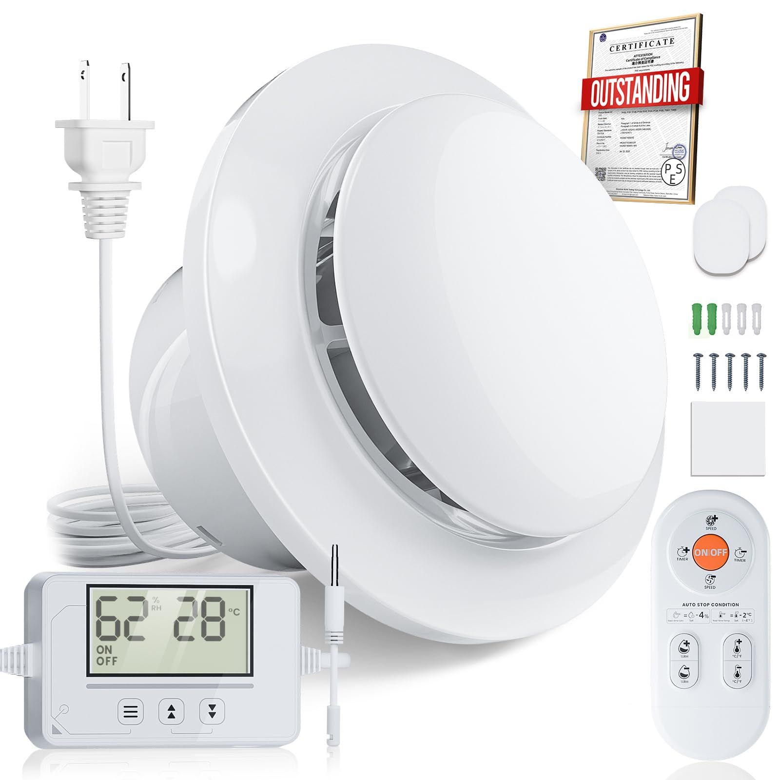 世界初 MOCINE 換気扇 温湿度調節 植物 9時間タイマー 3段階風量調節 LCD大画面 除湿 室内乾燥 空気循環 スマートコントロールオート運転 静音純銅モータ 強力換気ファン 植物用サーキュレーター 水耕栽培 屋根裏 更衣室対応