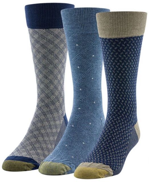 ゴールドトゥ メンズ 靴下 アンダーウェア Men s 3-Pack Niles Dress Reinforced Toe Crew Socks Gray blue navy