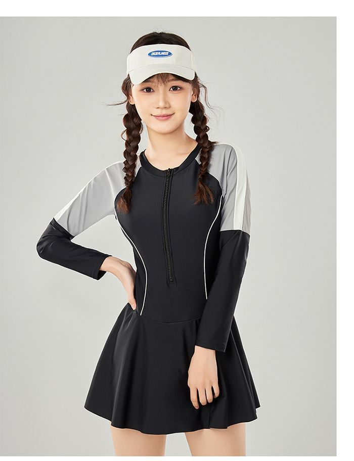 水着 ワンピース キッズ 女の子 半袖 スカート 日焼け防止 海 プール 体型カバー 水泳帽 ゴーグル スイムバッグ 黒 ラウンドネック スポーツ キッズ 水着 ワンピース 女の子用 女の子 水着 2025年 ワンピース