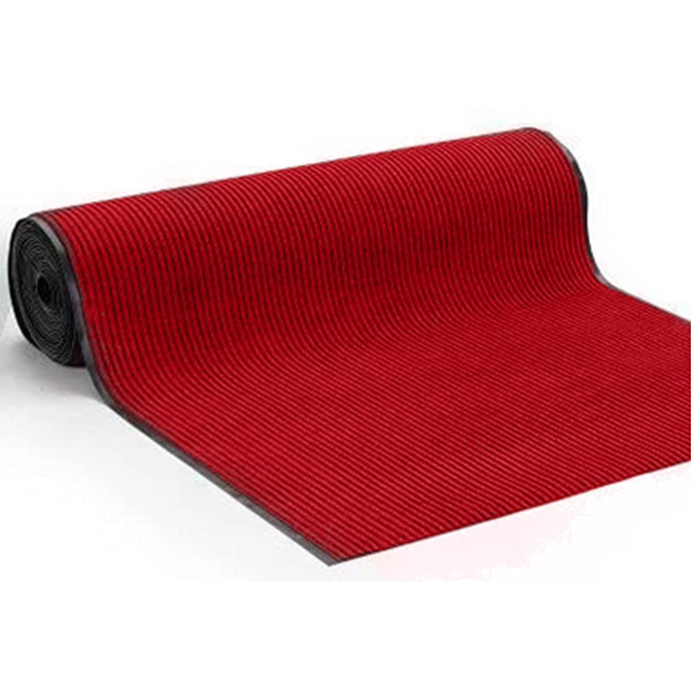 bimiti 玄関マット ドアマット 泥落としマット 廊下マット 屋外 室内 滑り止め 業務用 家庭用 キッチンマット カット 洗える 吸水 速乾性 床保護 耐摩擦性 洗える おしゃれ（ 90×300CM レッド）