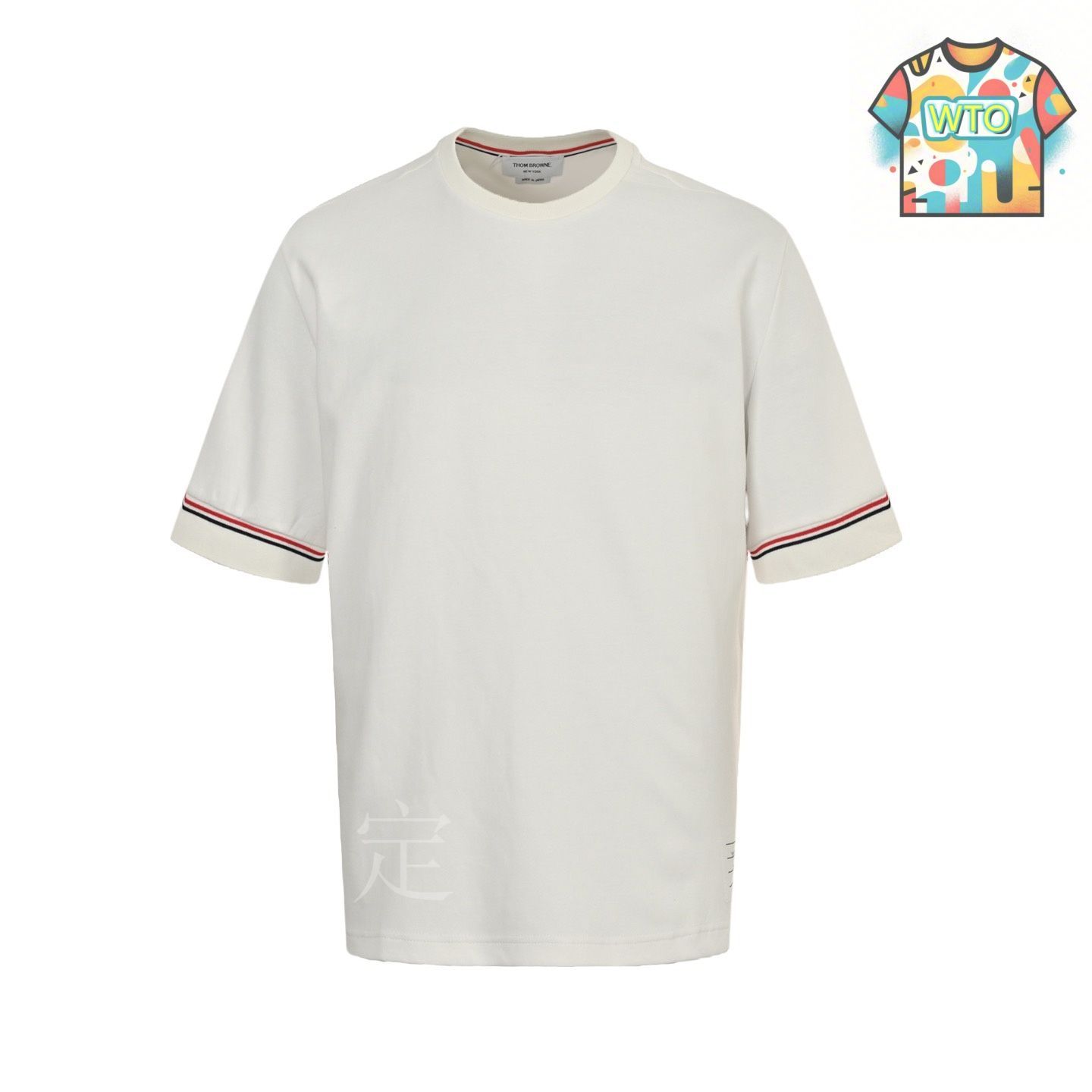 THOM BROWNE正規品関税込みショートスリーブ ストライプ Tシャツ 今日特価】Thom Browne 25ss カフ三色ストライプ ショート