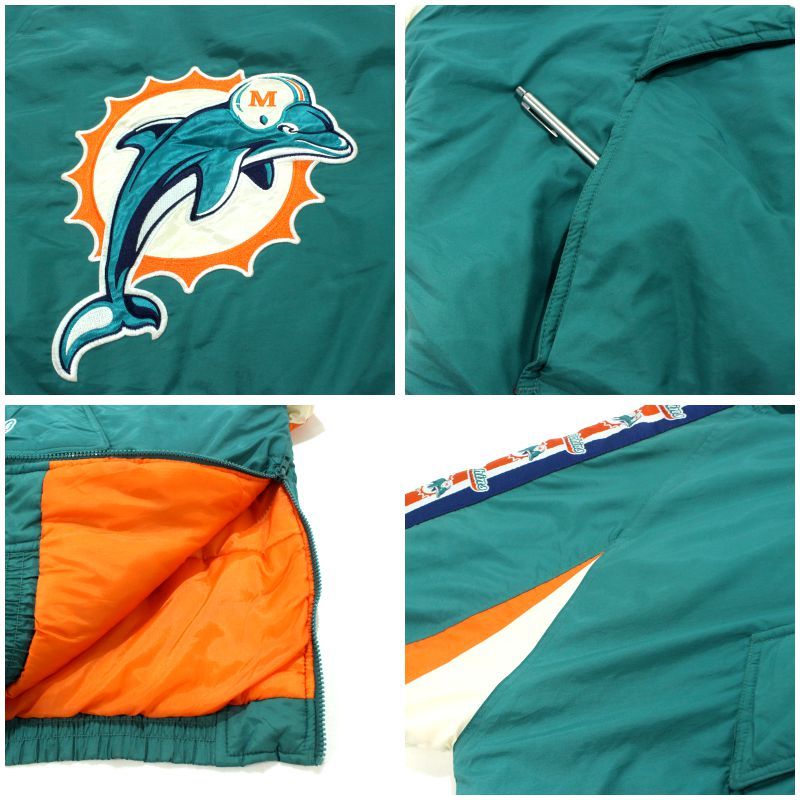 90s NFL vintage マイアミ・ドルフィンズ アノラック 中綿 ナイロン 