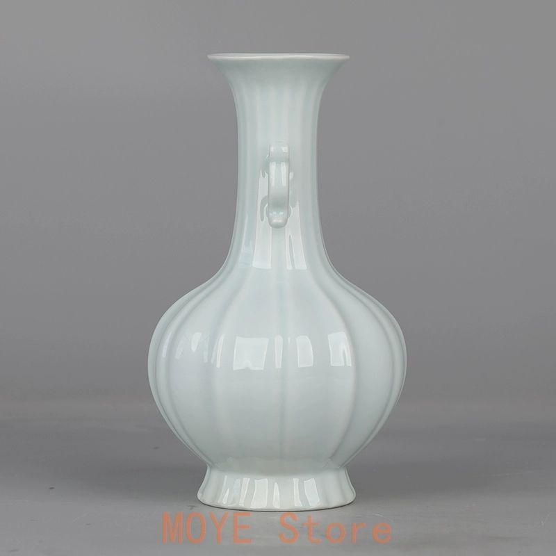 宋汝窯手製青釉支釘双龍尊瓶 景徳鎮 陶磁器 装飾品 現代工芸品 美術品 置物 宋汝窯手製青釉支釘双龍尊瓶 景徳鎮 陶磁器 装飾品 現代工芸品