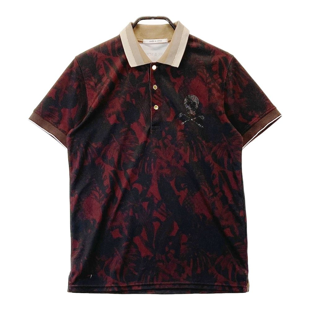 サイズ M MARK-LONA マークアンドロナ 半袖ポロシャツ 総柄 ブラウン系 240101528999 ゴルフウェア メンズ ストスト