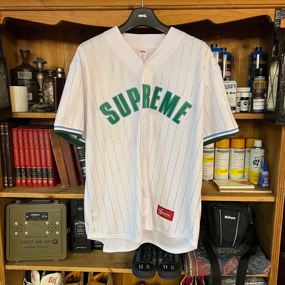 Supreme Rhinestone Stripe Baseball Jerse