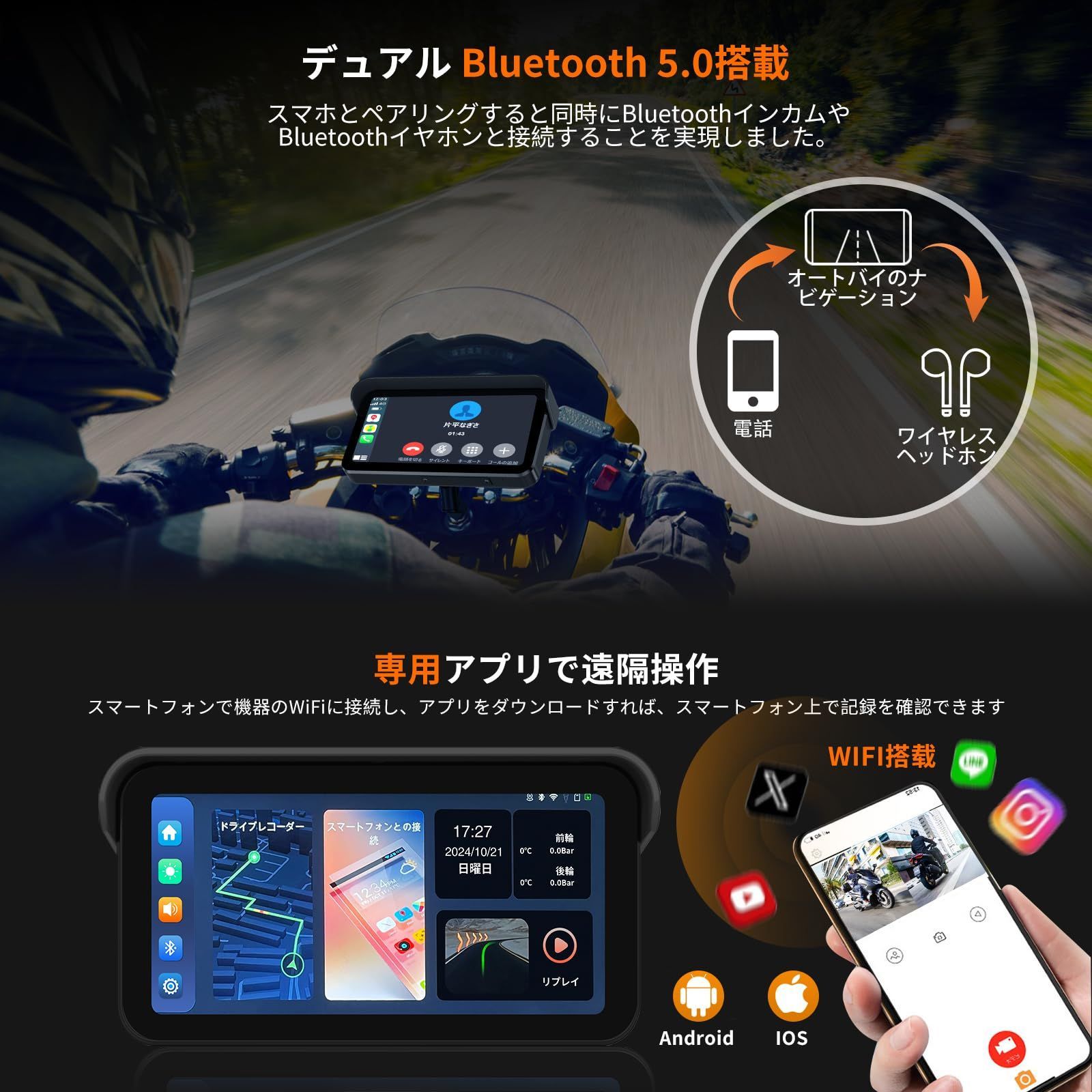 前後タイヤ空気圧モニター