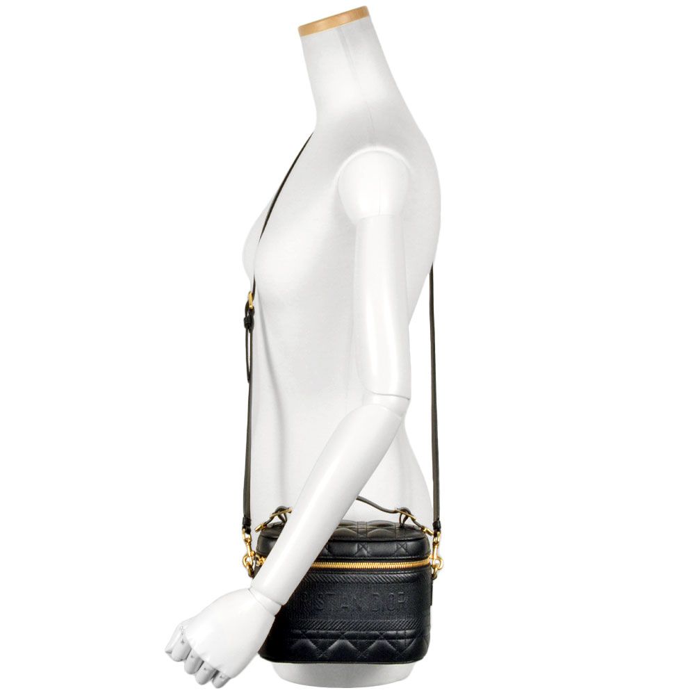 贵重な ディオール Dior バニティバッグ ショルダーバッグ レザー キャンバス ブラック  新作大流行中！