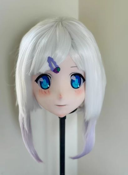 全頭マスク カツラ付き ロック付き NO.246 フルマスク ドール ヘッドロリータ人形 コスプレ 変身 仮装 着ぐるみ 二次元