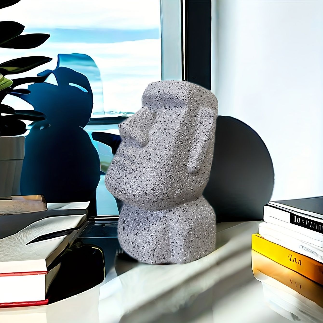 メガネディスプレイスタンド レジン製 サングラススタンド 石のデザイン モアイ 石像 おしゃれ シック かっこいい グレー