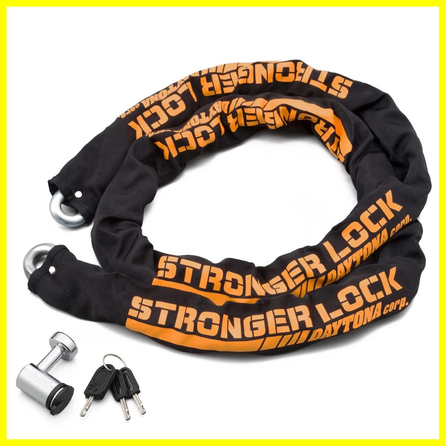 人気商品 デイトナ Daytona バイク用 バイクロック 42mm幅チェーン φ12mmスチール合金製 LEDライト付き鍵 ストロンガーチェーンロック 2.0m 31236
