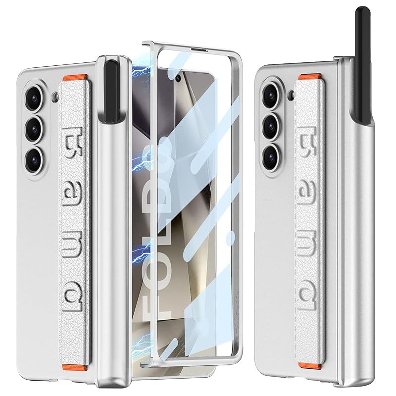 FODDOM Galaxy Z Fold6 ケース フォールド6ケース レザーリストバンド ガラスフィルム付き/Sペン収納機能/磁気ヒンジ保護/全身保護/耐衝撃/汚れ防止/便利/傷防止/手帳型/ワイヤレス充電対応 Z Fold6