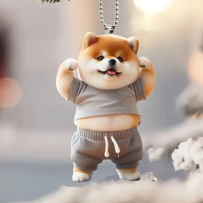 キーホルダー ぽっちゃり 柴犬 豆柴 2D 平面 アクリル 7.5cm かわいい