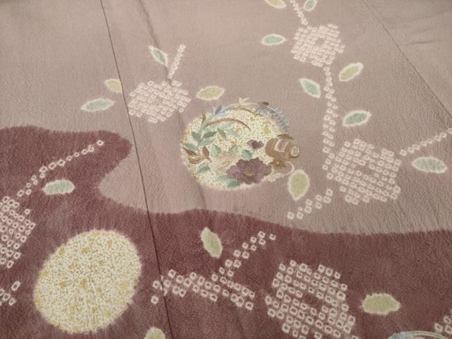 平和屋着物○訪問着 絞り 刺繍 花丸文 金彩 正絹 逸品 CAAU9646vf