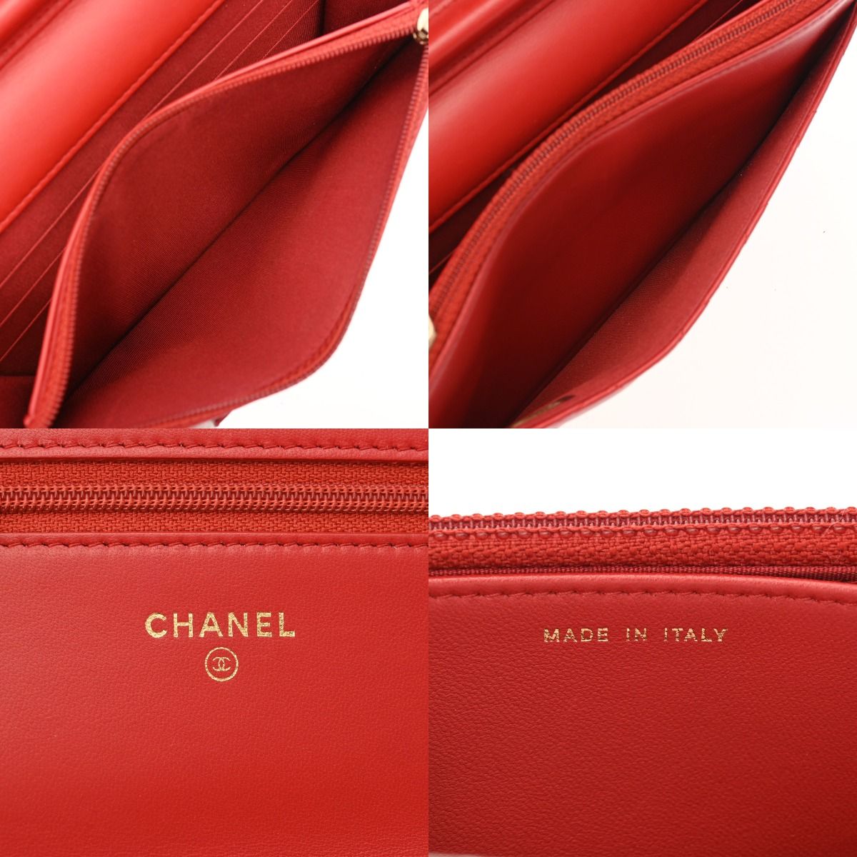 CHANEL シャネル ボーイシャネル チェーンウォレット ガンメタリック ショルダー クラッチバッグ ラムスキン レッド 赤 レディース ココマーク留め具 CHANEL ボーイシャネル チェーンウォレット ガンメタリック ショルダー