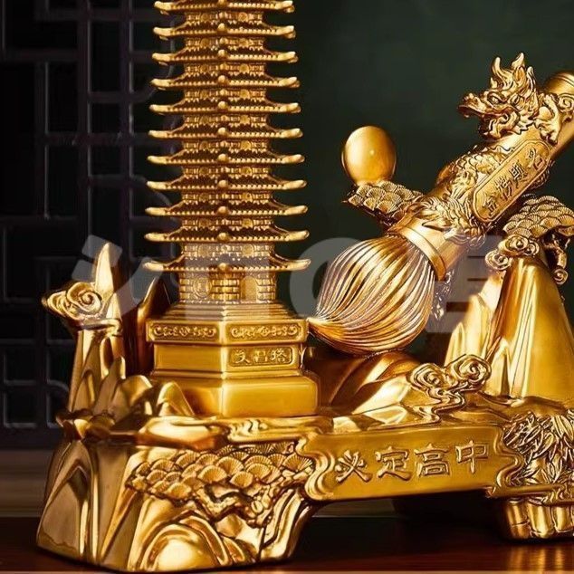 文昌塔 置物 オブジェ 金色 黄金 ゴールド 筆 ふで 風水 厄除け 縁起物 健康運 仕事運 家庭運 インテリア 玄関 リビング 風水 オフィス 感 運 開運 商売繁盛 財運 NEXPOTALLINN_EU