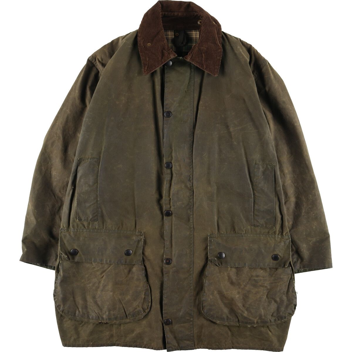 古着 90年代 バブアー Barbour BORDER ボーダー 旧3ワラント ワックスコットン オイルドジャケット 英国製 C42 メンズL/eaa378759