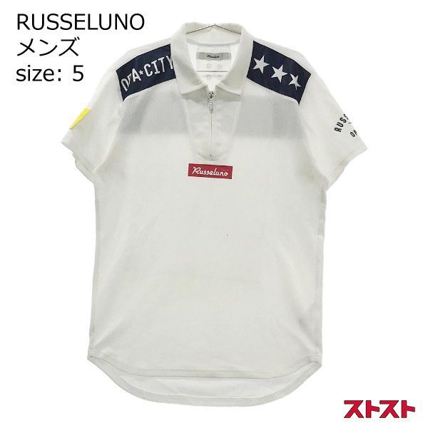RUSSELUNO ラッセルノ ハーフジップ 半袖ポロシャツ ワッペン 5 ［240101021394］#