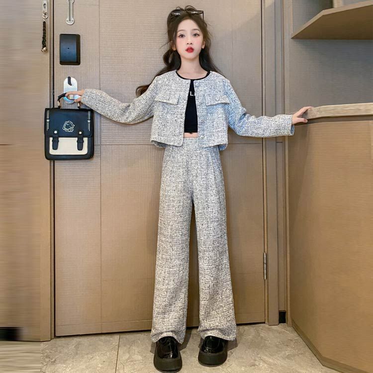  子供服 セットアップ スーツ フォーマルスーツ 長袖ジャケット 入学式 ガールズ ツイード 160 ジャケット 2点セット ノー パンツスーツ 女の子 お呼ばれ 結婚式 入園式 卒園式 ロング cjfj 143033 スーツ ブレザー フォーマル ドレス スーツ