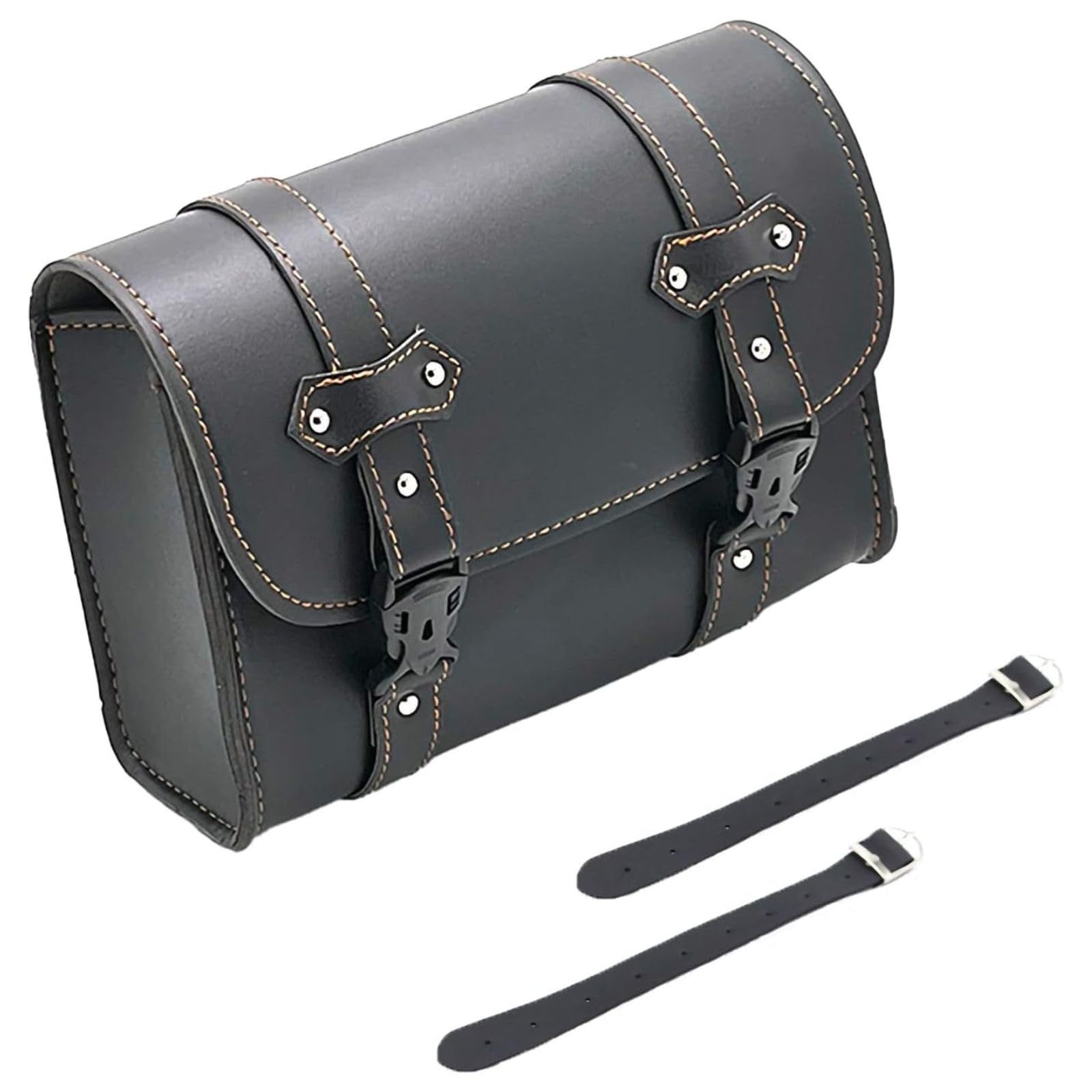 【人気商品】mamota バイク サイドバッグ ツーリングバッグ カバン 小物入れ 防水 鞄 工具 ツールバッグ PUレザー 合皮 大容量 黒 ブラック (1個)