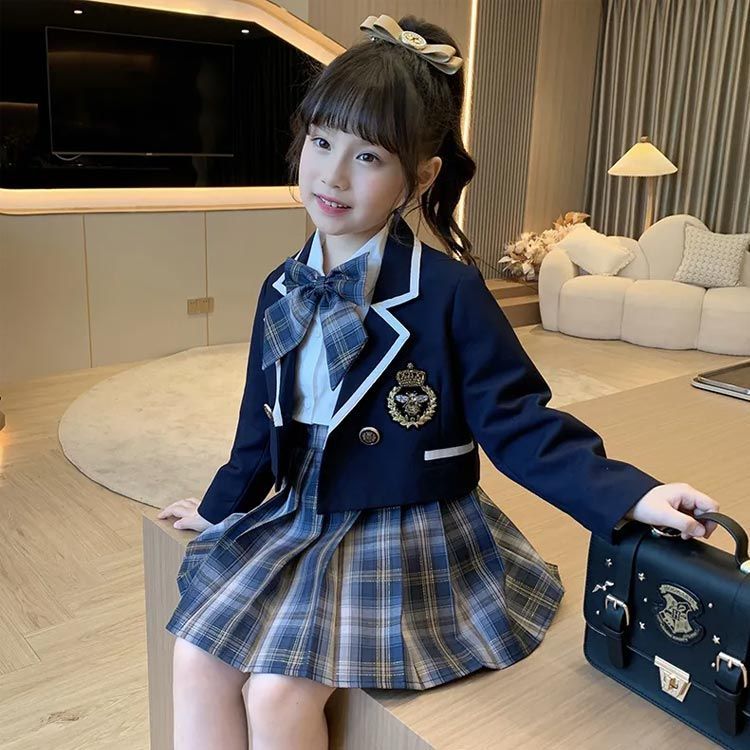 1円 セーラー服 学生服 上下セット 冬物 チェックスカート 女子 赤江東中学 学生 制服 通学用 中古 チェック(紺/緑) NA5562 1円 セーラー服 チェックスカート 上下2点セット 指定 富士ヨット 冬物