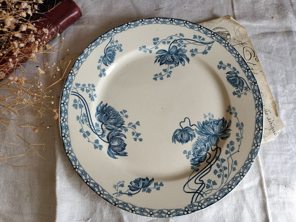 ① フランスアンティーク ショワジールロウ Montigny深皿 深緑