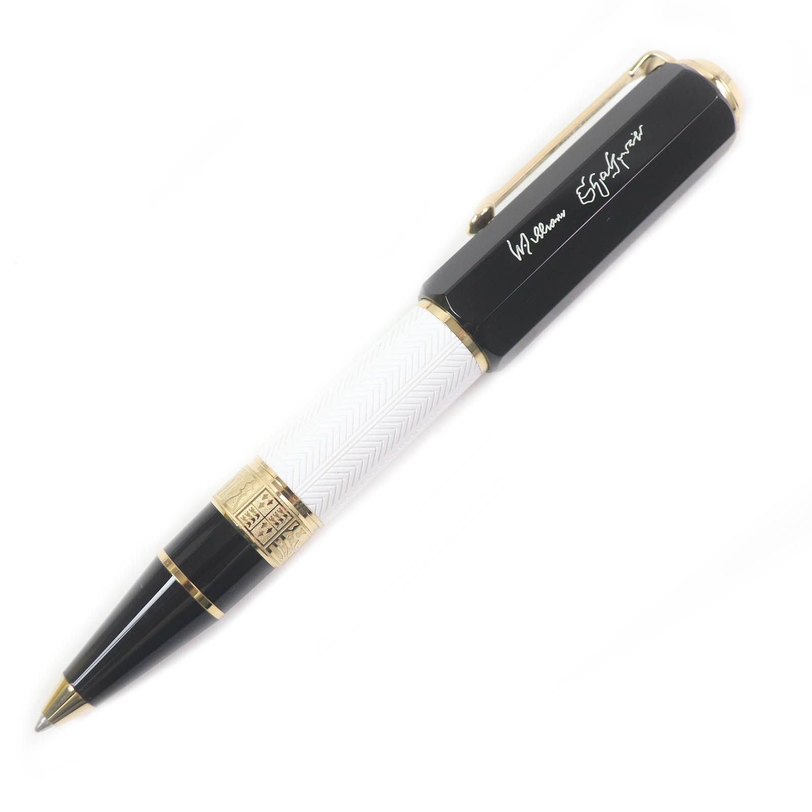 □MONTBLANC モンブラン 作家シリーズ 2016 ウィリアム シェイクスピア エディション ボールペン ブラック ゴールド ホワイト き ドイツ製 メンズ 筆記 済み 3530|9000