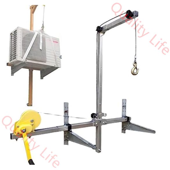 エアコンウインチ エアコンリフト マニュアルエアコン室外機吊具 ウインチセット小型クレーンマウントハンガーハンドクランク吊金具吊具エアコン 10M