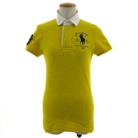 ラルフローレンスポーツ RALPH LAUREN SPORT ポロシャツ ビックポニー刺繍 ナンバリング 半袖 コットン イエロー 黄色 ホワイト 白 XS