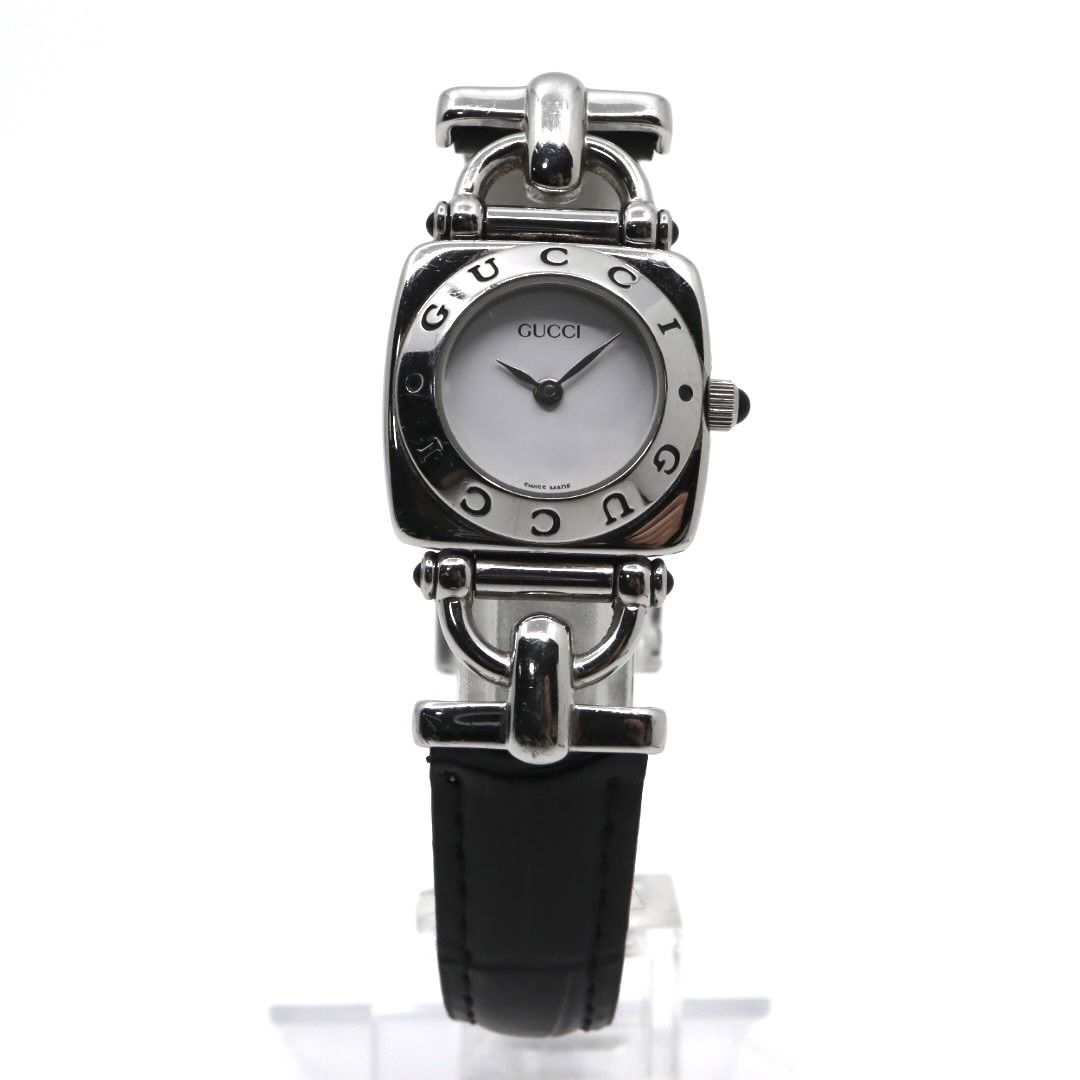 GUCCI グッチ クォーツ レディース腕時計 6300L 箱付き GUCCI グッチ ホースビット ロゴベゼル 6300L ホワイト×ゴールド
