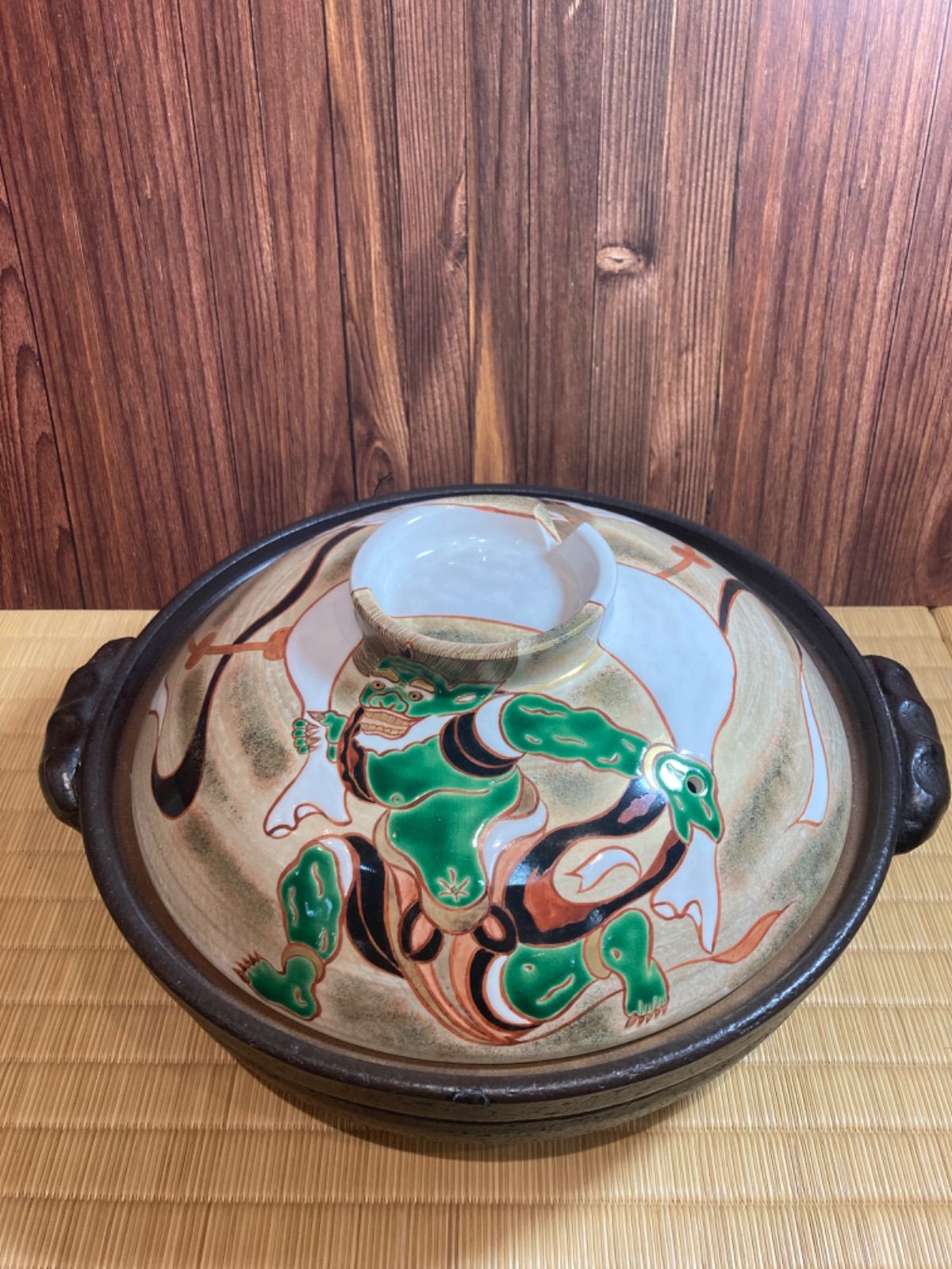 レア 雲井窯 中川一辺陶 織部3合炊き 御飯 土鍋 陶器 雲井窯の レア