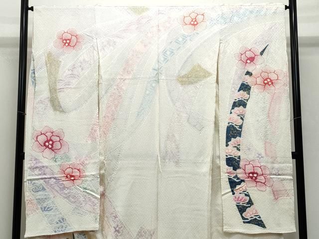 平和屋着物○豪華振袖 総絞り 熨斗花文 金彩 仮絵羽 逸品 未使用